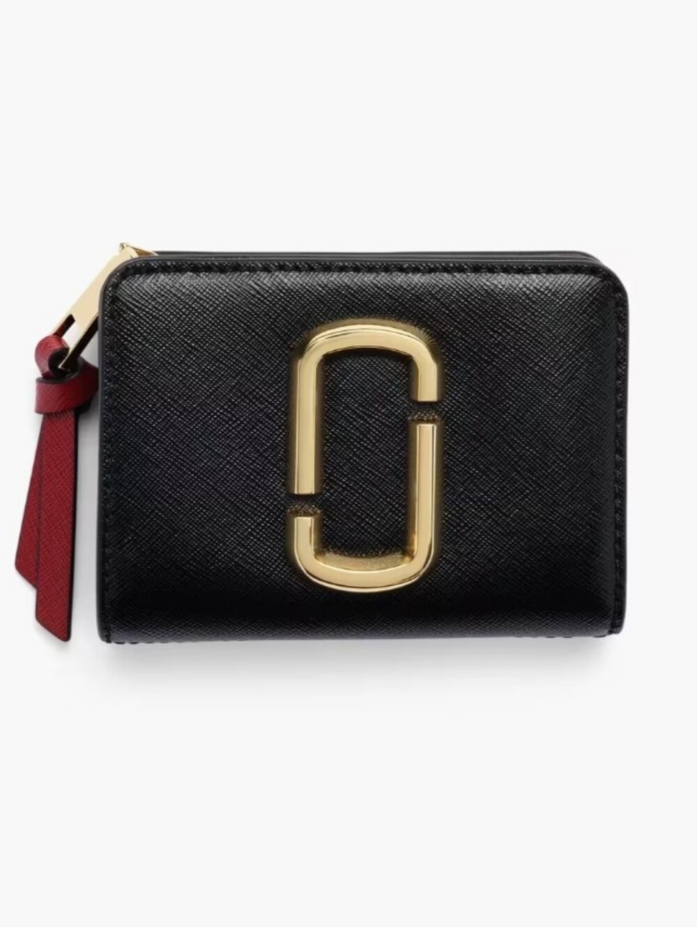 Marc Jacobs Snapshop Mini Compact Wallet with Gold Hardware and Red Strap